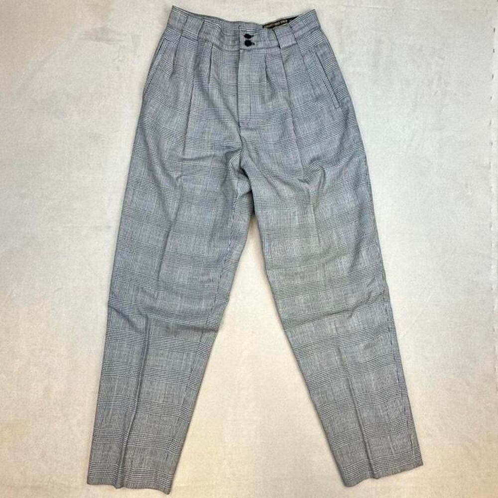 Giorgio Sant'Angelo Collectible Gold 100% Wool Plaid Pants size 10 sku125-LRS